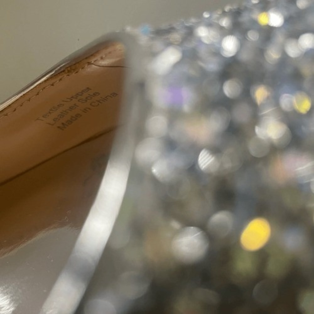 Badgley Mischka Silver Glitter Pointed Toe‎ Kitten Heel Pumps Womens Size 9 - Picture 12 of 12